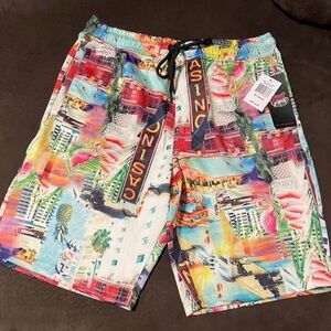 Vibe Men’s Multicolor Tropical Casino PrintShorts